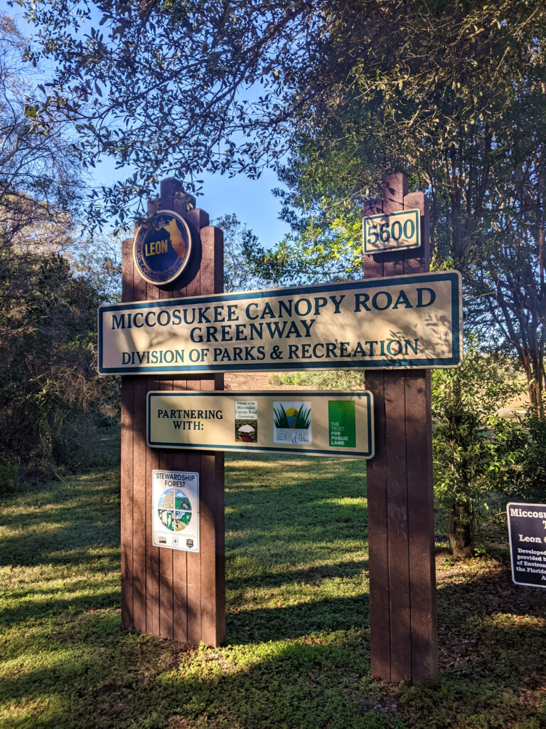 Signage for Miccosukee Canopy Road Greenway